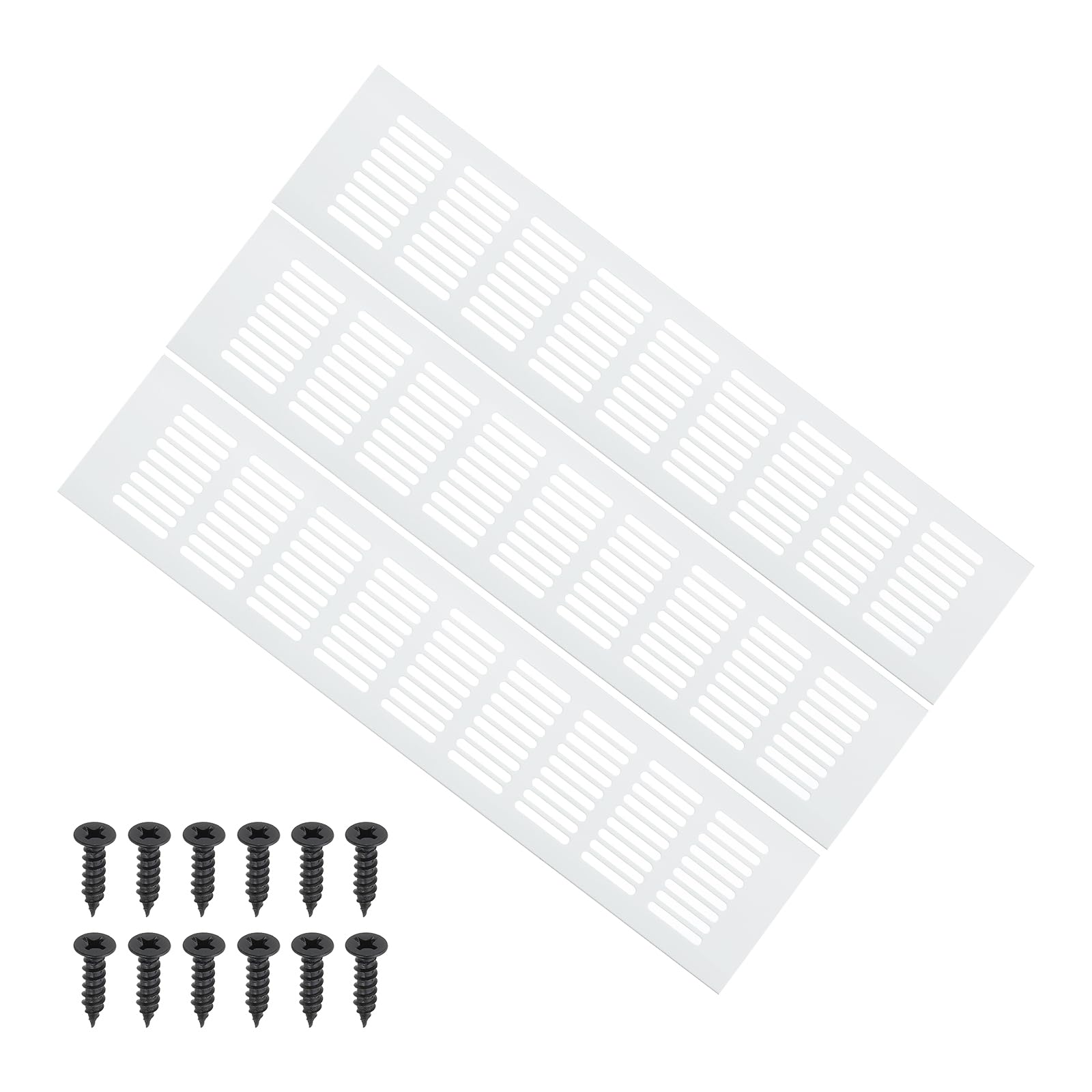 PATIKIL 16 x 3 Inch Door Air Vent Cover, 3 Pcs Heavy Duty Aluminum Grille Ventilation Cover Louvered with Mounting Screws for Cabinet Wardrobe Door, Silver