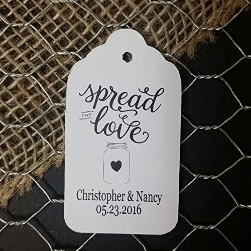 Spread the Love Personalized White card stock Favor Tag set of 50 tags