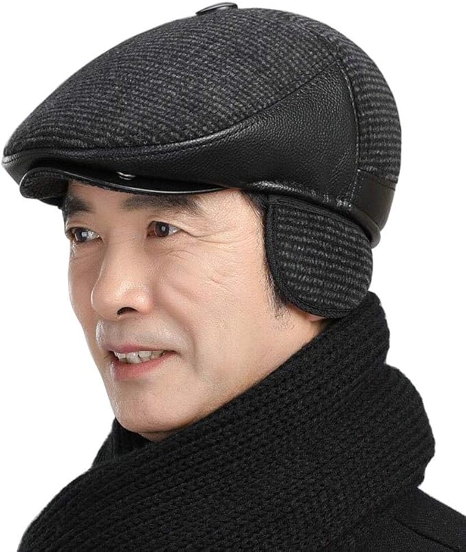 wool driving cap with ear flaps