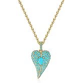Valloey Rover Turquoise Necklaces for Women-Charm Gold Pendant Necklace 14K Gold Plated Dainty Statement Pendant Necklaces Turquoise Jewelry Gifts for Women