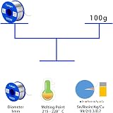 Tabiger 1.0mm Lead Free Solder Wire Rosin Flux 100g Sn97Rosin2Cu0.7Ag0.3 view 3