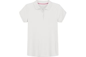 IZOD Girls' School Uniform Short Sleeve Polo Shirt, Button Closure, Comfortable & Soft Interlock Fabric