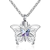 LuxglitterLin Dragonfly Butterfly Urn Necklace for Ashes for Ashes Animal Cremation Jewelry Keepsake Memorial Pendant Jewelry for Women Girls