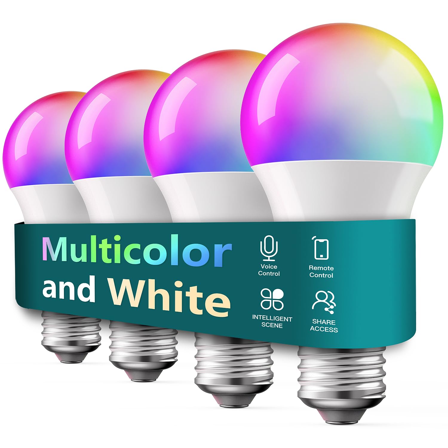 Photo 1 of TREATLIFE Smart Light Bulbs 4 Pack, UL Certified 2.4GHz Color Changing Light Bulb, Works with Alexa Google Home, A19 E26 Dimmable LED Light Bulb 9W 800 Lumen for Party Decoration, Smart Home Lighting