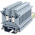 Erayco UK5N-GR DIN Rail Terminal Block, Screw Clamp, 600V 30A 30-10AWG, Pack of 100