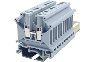 Erayco UK5N-GR DIN Rail Terminal Block, Screw Clamp, 600V 30A 30-10AWG, Pack of 100
