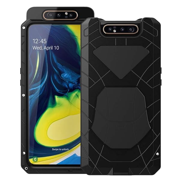Feitenn Galaxy A80 Case, Samsung A80 Case Heavy Duty, Metal Cover Gorilla Glass Armor Aluminum