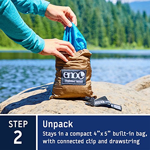 ENO Eagles Nest Outfitters - SingleNest Hammock, Portable Hammock for One, Black/Yellow - Thumbnail 4