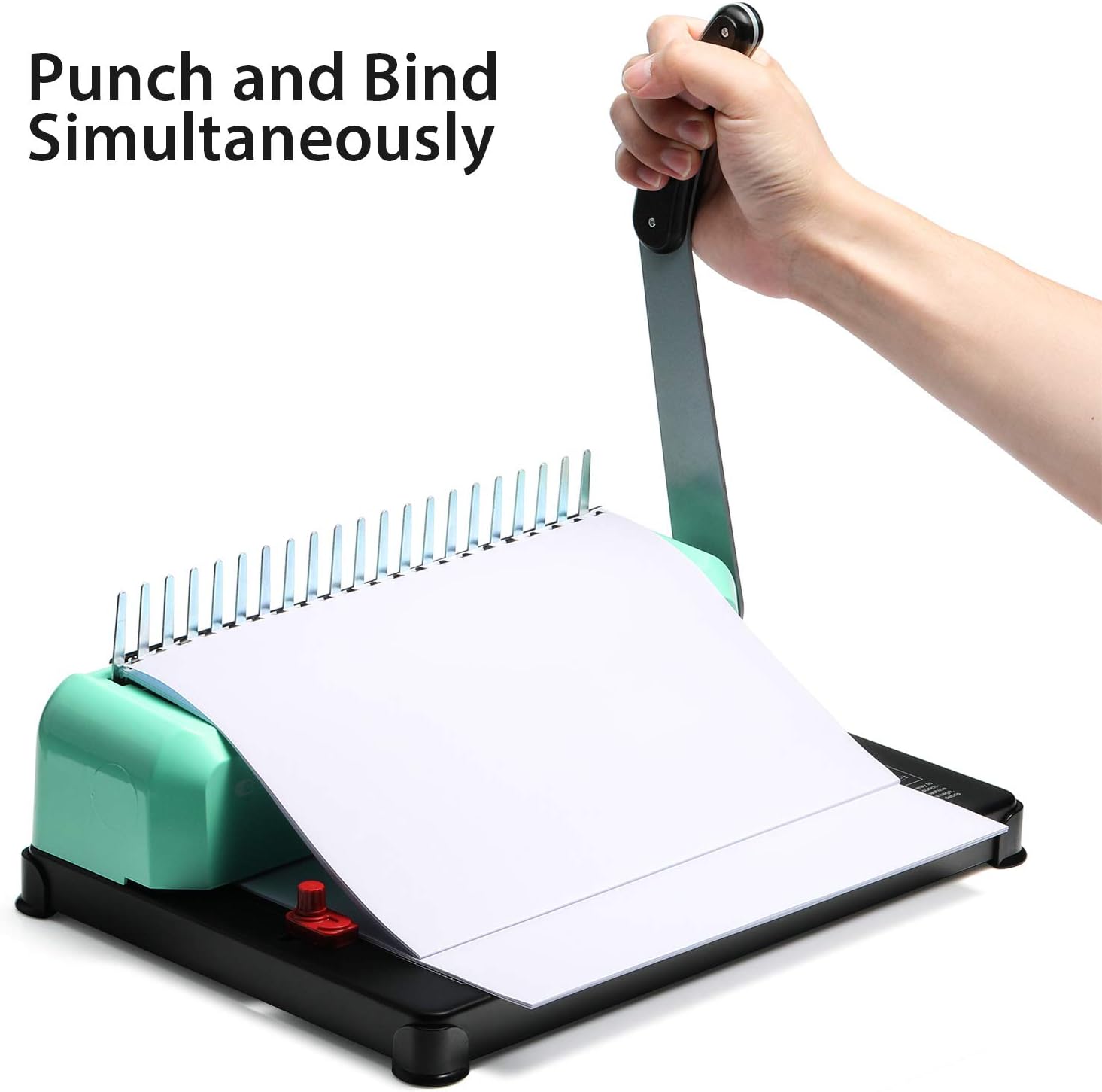 OFFNOVA 21-Hole 450 Sheets Paper Comb Punch Binder, Binding Machine for Letter Size / A4 / A5, Easy to Punch Handle, Adjustable Margin : Office Products