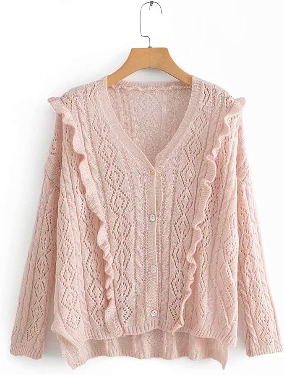 Amazon Vネック ニット レディース カーディガン ニット 長袖 セーター ニット お洒落 カーディガンニット 秋 冬レディースvネックセーター ピンク カーディガン ボレロ 通販