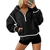 ATHMILE Womens Fall Hoodies Half Zip Sweatshirts Long Sleeve Cropped Hooded Pullover Winter Fashion Clothes 2025