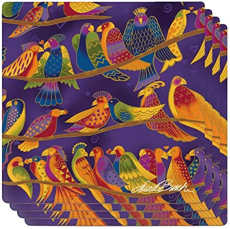 MonarqueMonarque Ceramic Drink Coasters, Set of Four, Laurel Burch (Songbirds)