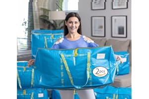 SOFTKISS Extra Large Heavy Duty Moving Bags,Storage Bags with Handles for Packing,Large Totes,Waterproof Oversized Organizers,Reinforced Puncture Resistance and Strong Zipper Pulls 2 PACK