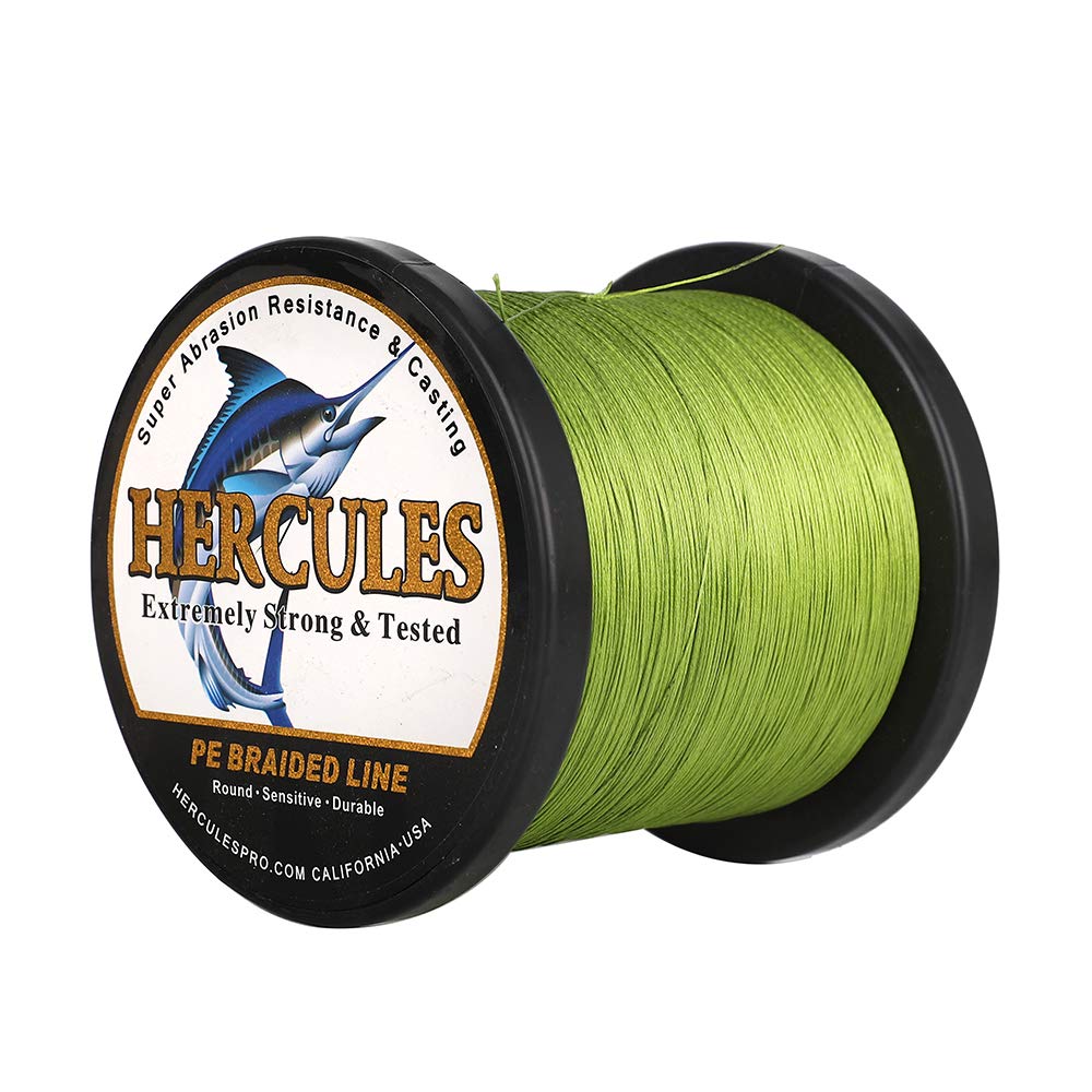 Hercules Braided Fishing Line 2000m 2187yds 10lbs-200lbs Pe Superline 8 Strands (Army Green 30lb/13.6kg 0.28mm)