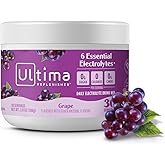 Ultima Replenisher Daily Electrolyte Powder Drink Mix – Sugar Free – Grape, 30 Servings – Hydration Powder with 6 Key Electrolytes and Trace Minerals – Keto Friendly, Vegan, Non-GMO