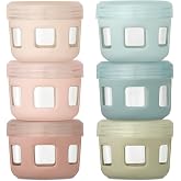 Ello Clean Start 4oz Glass Baby Food Storage Containers, 6 Pack,Sunny Shore | Leakproof Glass Baby Food Jars, 6 Pack. BPA-Free, Freezer And Dishwasher Safe, Great For Purees And Snacks.