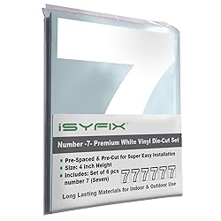 iSYFIX White Vinyl Number 7 (Seven) Stickers - 6
