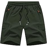 WaltZon Boys Cargo Shorts Youth Quick Dry Lightweight Pull-On Hiking Shorts for Sports Outdoor with Zipper Pockets