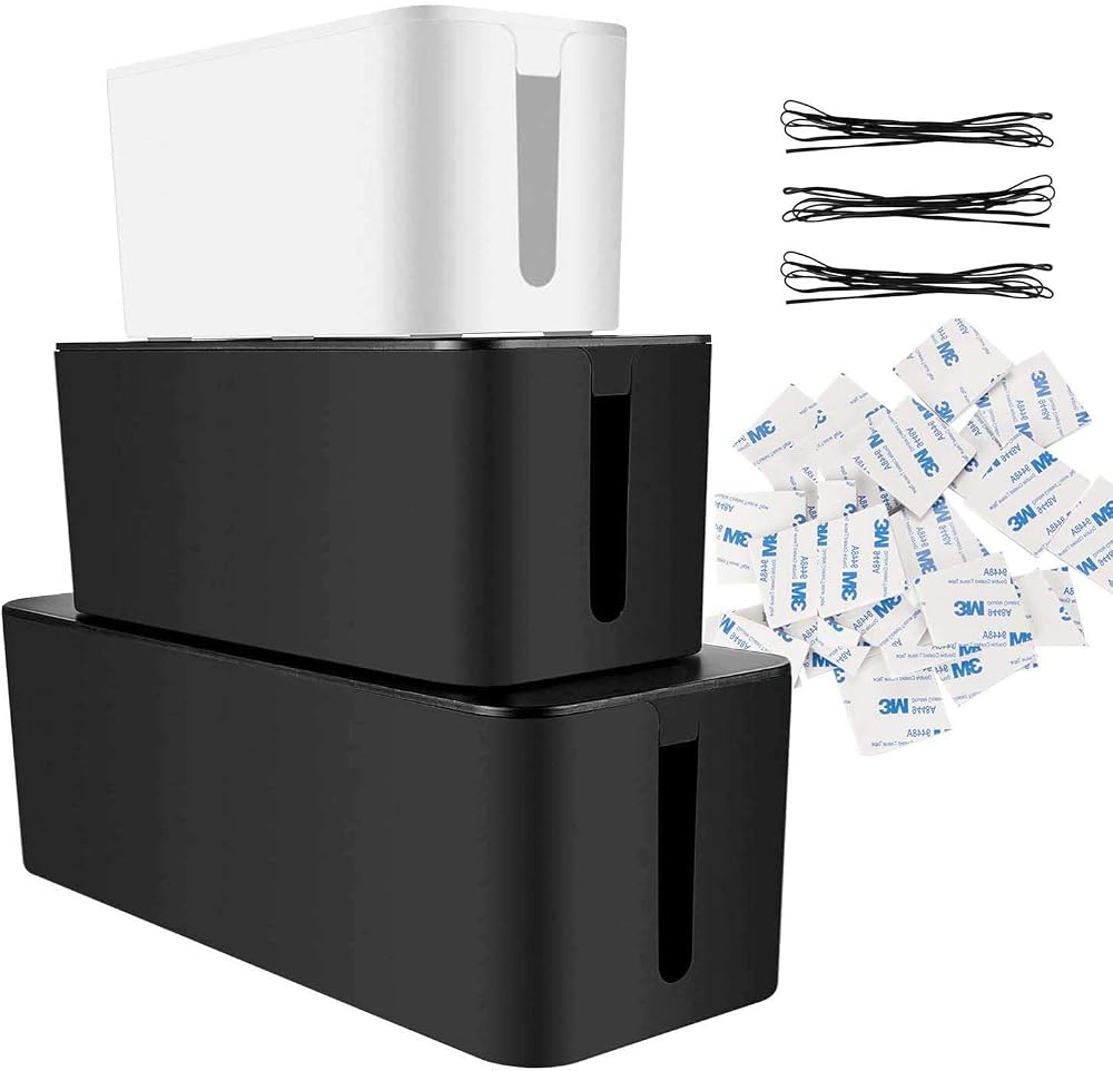 ASelected Cable Management Box 3 Pack - Tidy Wire Organiser for Extension Lead