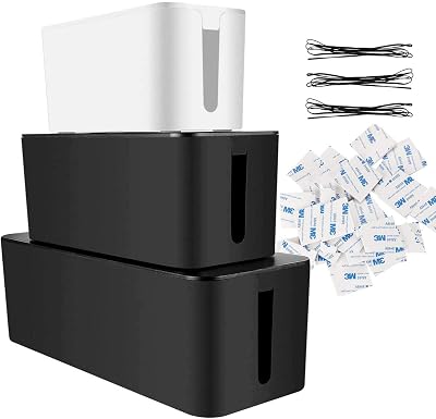 ASelected Cable Management Box 3 Pack - Tidy Wire Organiser for Extension Lead