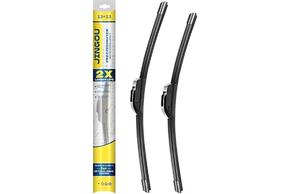 JINGOU 13''+13'' Front Windshield Wiper Blades Compatible with 1997-2006 Jeep Wrangler OEM QUALITY Premium All-Season Automotive Replacement Wipers (Pack of 2)