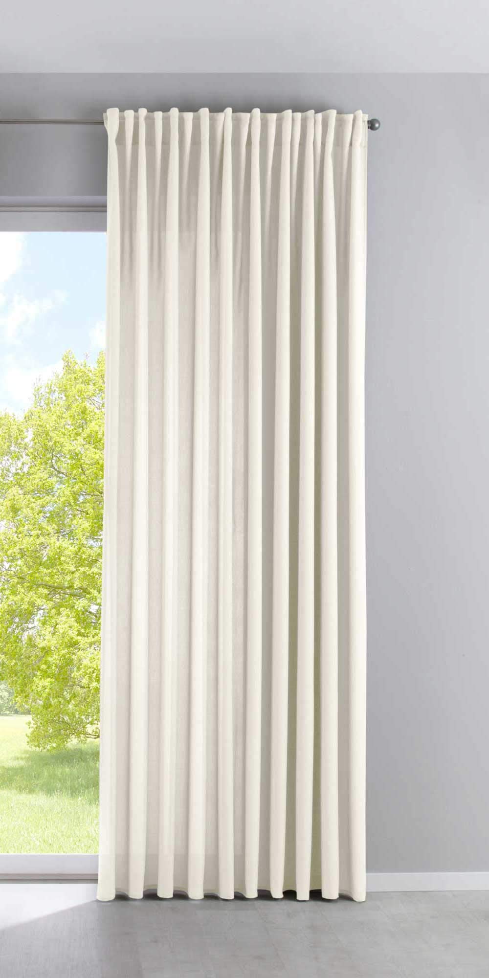 Gardinenbox Palermo Opaque Curtain 250 x 300 cm Cream, Unlined, Blackout, Machine Wash, Living Room, 100% Polyester, Cream, W 100" x L 118.1", Country Rustic, Tieback