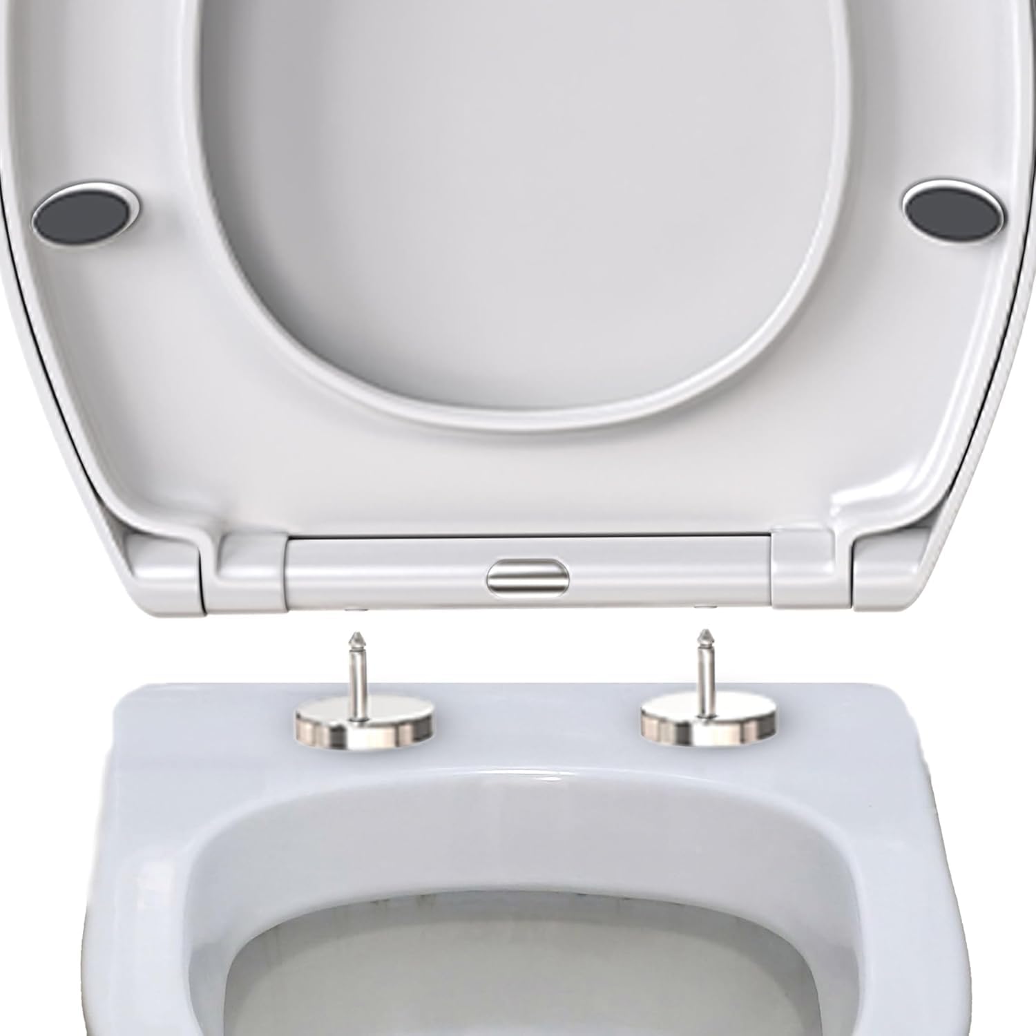 Soft Close Toilet Seat, Toilet Seat with Quick Release for Easy Clean, Standard Loo Toilet Seats Oval, Simple Top Fixing, Universal Toilet Seat, Non-Slamming, White