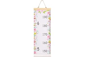 Beinou Baby Growth Chart for Wall Height Chart for Kids Wood Frame Measure Ruler 7.9in x 79in Canvas Hanging Height Measurement for Wall Decor