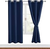 DWCN Blackout Curtains 46x72 Two Panels Dark Blue Thermal Insulated Eyelet