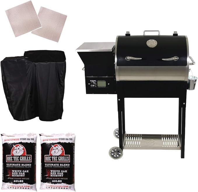 REC TEC Grills | RT-340 | Bundle | WiFi Enabled | Portable Wood Pellet Grill | Built in Meat Probes | Stainless Steel | 20lb Hopper | 2 Year Warranty | Hotflash Ceramic Ignition System