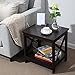 SONGMICS X-Design Sofa End, Wooden Side Table with 2 Display Shelves, Espresso, , 18.9”L x 15.8”W x 18.9”H,