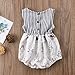 Honganda Baby Girl Summer Easter Outfit Cartoon Bunny Sleeveless Striped Romper Bodysuit with Bowknot White