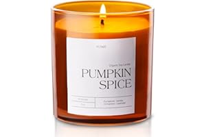 Putart Pumpkin Spice Candles for Home Scented, Luxury & Strong Fragranced Pumpkin Soy Wax Aromatherapy Candle with Long Lasting Burn, Orange Fall Candle Gifts for Halloween, Autumn, Christmas 9oz