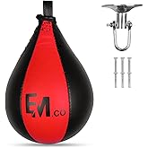 Boxing Speed Bag - Speed Punching Bag with Heavy Duty Swivel, Durable Leather Boxing Bags Ideal for Reflex Training, Speed Ball with Hanger for Fitness and MMA,Boxing Equipment for Kids Adults