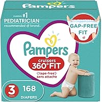 Diapers Size 3, 168 Count - Pampers Pull On Cruisers 360° Fit Disposable Baby Diapers with Stretchy Waistband, ONE Month…