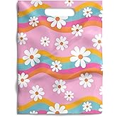 Package Mint 100 Pack 9x12 Reusable Merchandise Gift Bags with Handles – Groovy Daisy Print for Retail, Boutiques, and Party Favor Packaging