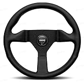 MOMO Montecarlo Street Steering Wheel, Black Leather Grip, Brushed Anodized Spoke, BK Stitch, 320mm - MCL32BK1B