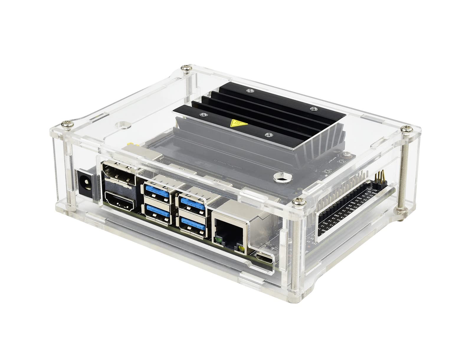 Waveshare Acrylic Clear Case (Type A) for The Jetson Nano Developer Kit Easy Access to The Peripheral Connectors Supports Cooling Fan