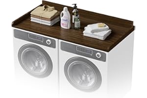 COOLBEBE Washer Dryer Countertop, Wood Washer Dryer Topper with Edge, 54" W x 27.5" D Washer and Dryer Covers for The Top for Laundry Room Organization, Walnut