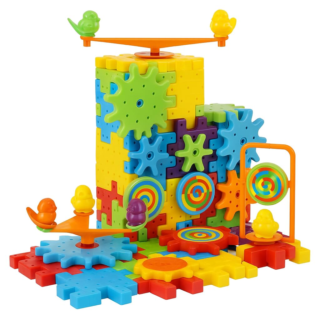 FAIRTRADE UK IQB-24 81pc Kids IQ Builder Game Building Blocks Gear Cogs Jigsaw Toy