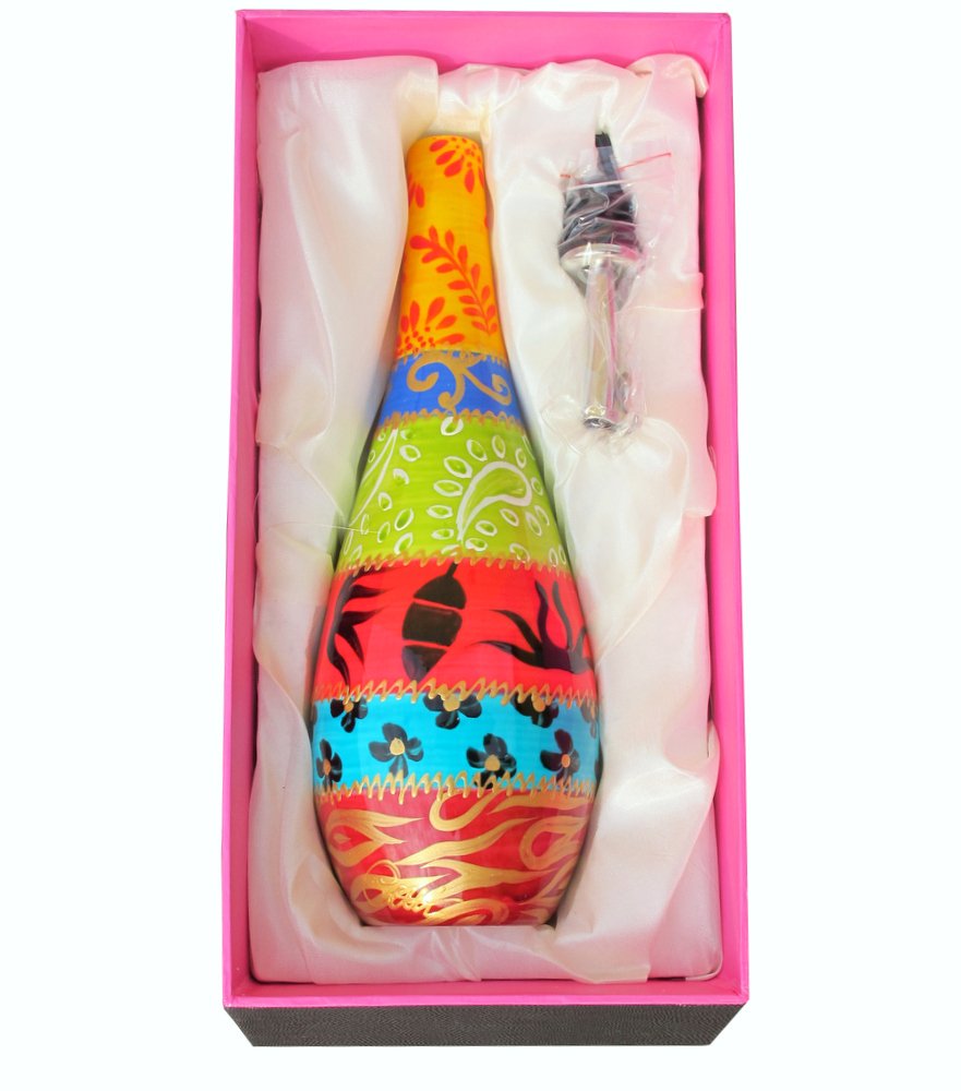 Christmas Present for The Chef or Cook in Your Kitchen! Painted Olive Oil Bottle - 'Gemini' Luxury Gift Box for Wedding Birthday and New Home Presents for him or her