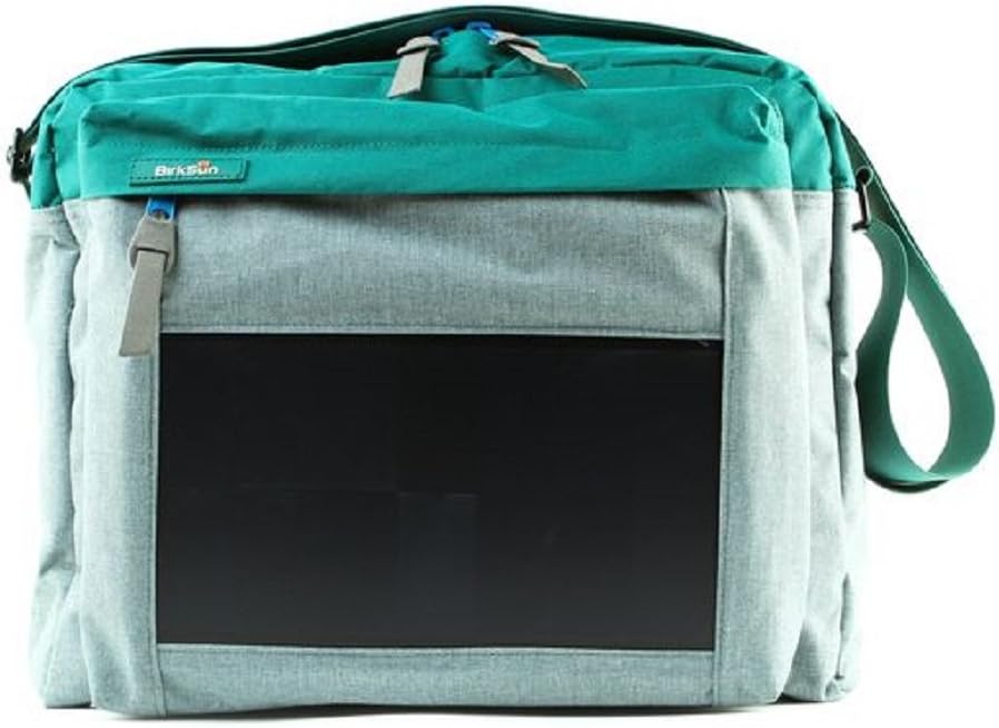 BirkSun Connect Solar Battery Charger Messenger Pack, Teal and Grey