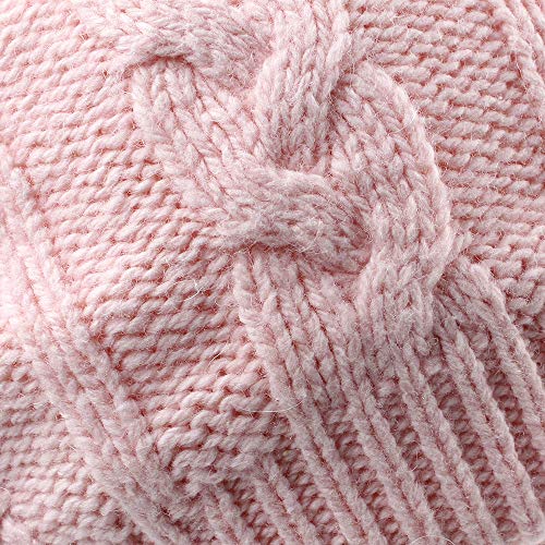 Winter Warm Knitted Baby Hat for Girls Cotton Lined Infant Toddler Girls Hat Autumn Cute Bow Classic Girls Beanie 0-6Y (Pink(Mom+Girl), L)