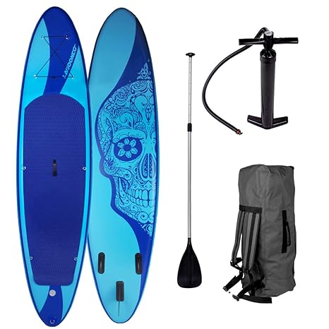SUP Board Stand up Paddling Surfboard'Candy Skull' 320x76x15cm aufblasbar Alu-Paddel Hochdruck-Pumpe Rucksack 115KG Tragkraft