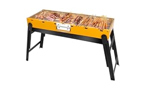 RUUTCASY Portable Charcoal Grill, Portable Tabletop BBQ for Outdoor Cooking | Compact Folding Grill for Camping, Hiking, Picnics & Travel | 24”x13”x9” Lightweight Smoky Flavor Grill