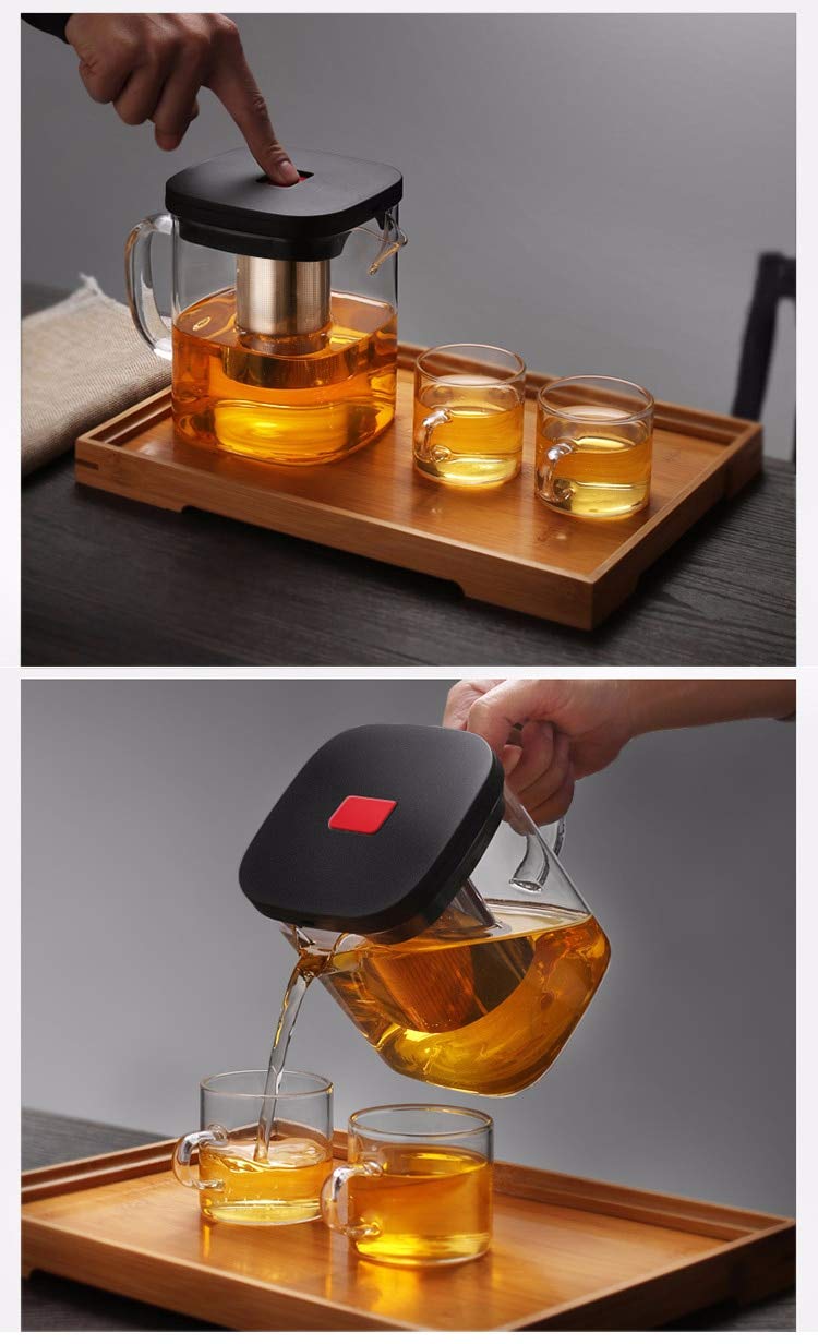 Teekanne für 2 Tassen Glas Teapot Heisse und kalte Getränke Caffee 1100ml