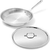 All-Clad D3® Stainless Steel 12" Fry Pan with Lid, Made in the USA | The Original Bonded Professional Cookware, Omelets Pan,