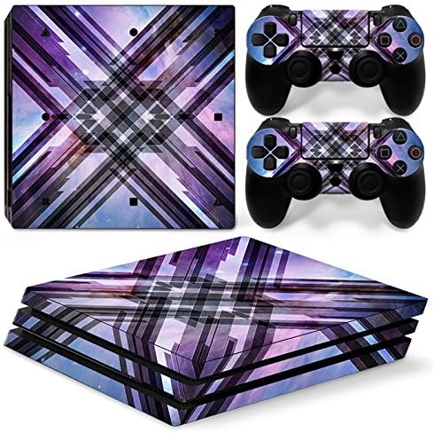 MODFREAKZ™ Console and Controller Vinyl Skin Set - Purple Blue Plaid for PS4 Pro