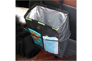 FEKEY&JF Hanging Car Trash Can with Storage Pockets, Waterproof Leakproof Oxford Auto Garbage Bag, Vehicle Multi-Use Organizer for Outdoor Traveling, Foldable Trash Bin Universal for Truck, SUV, Home