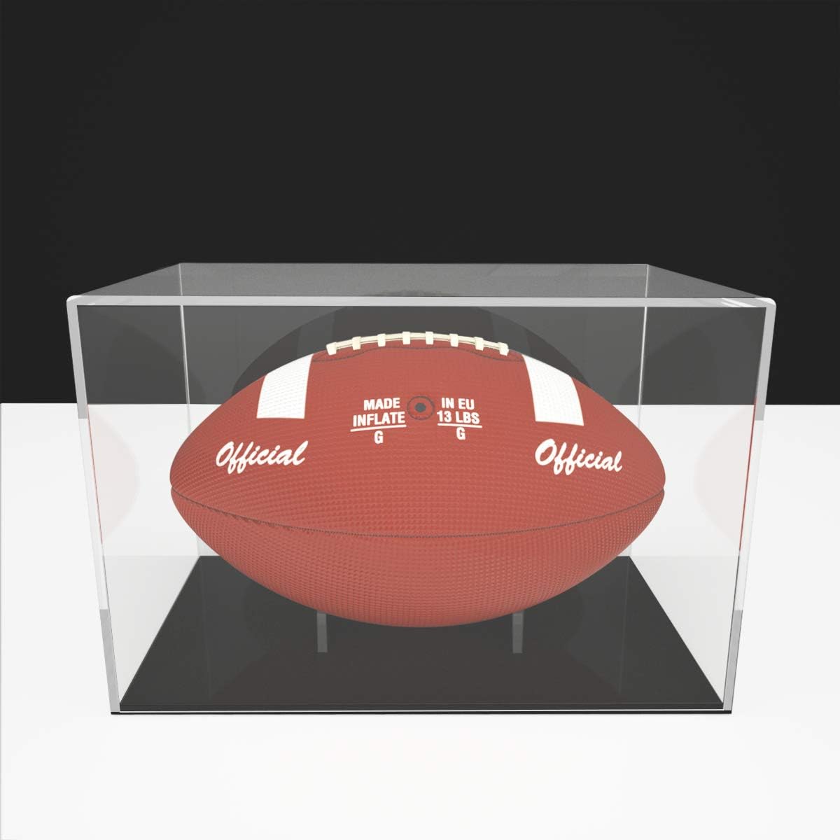 NIUBEE Acrylic Football Display Case, Clear Storage Case with Black Base, Include Support Ball Stand，12.2×7.2×8in : Sports & Outdoors